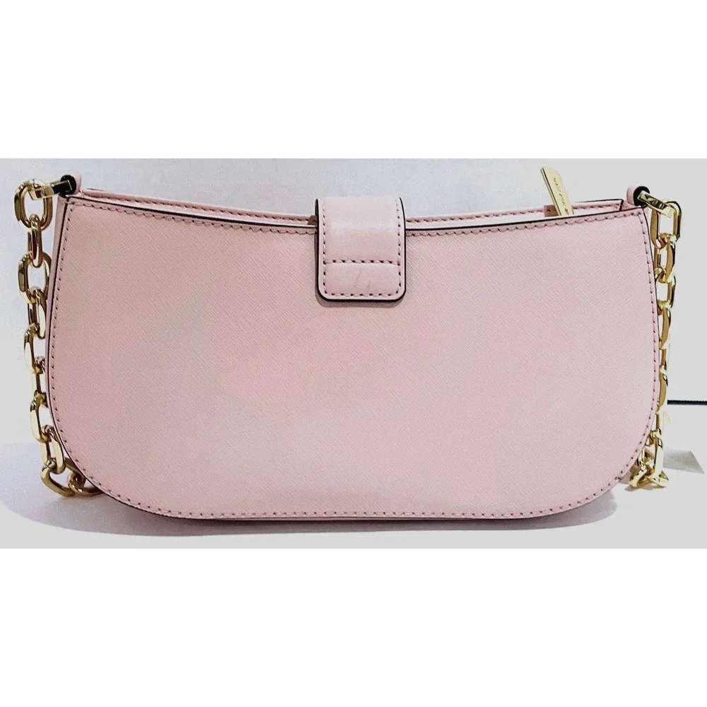 Michael Kors Carmen pouchette powder‎ blush pink small vegan shoulder bag purse